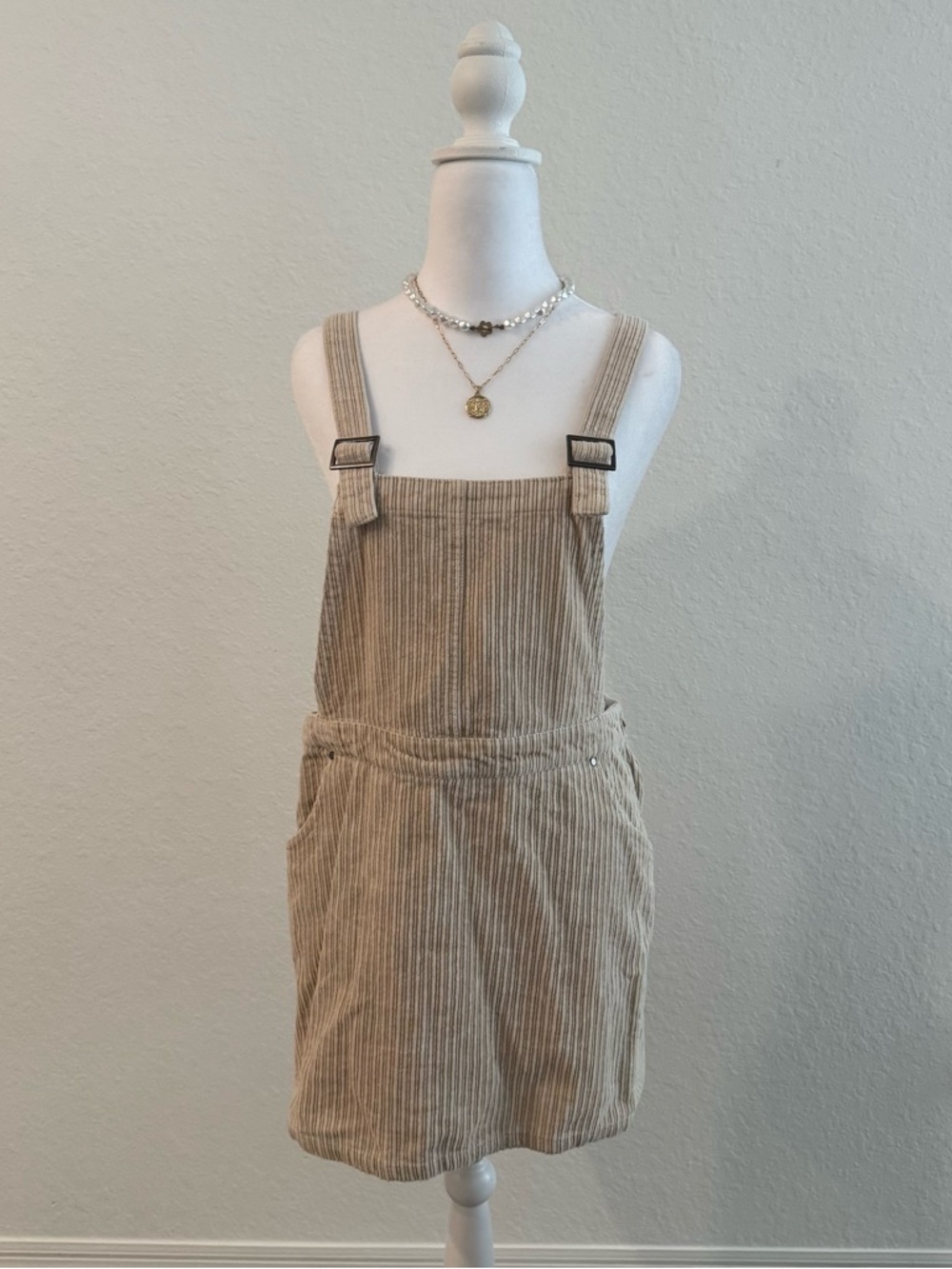 Forever 21 Neutral Beige Corduroy Overall Dress
